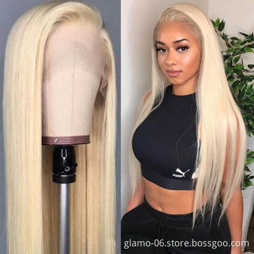 613 Transparent Lace Human Hair Brazilian Honey Blonde 13x4 Lace Front Straight Hair Wig 30 Inch Virgin Human Hair Full Lace Wig